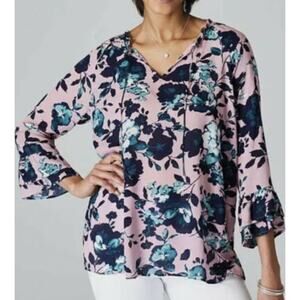 J. Jill Purple Beautiful Blooms Floral Print Top Size XL Petite